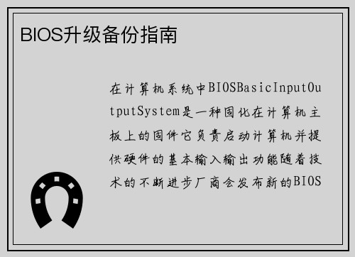 BIOS升级备份指南